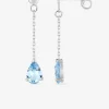 Boucles d'oreilles pendantes or blanc 750‰ et topaze bleue SO OR