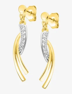 Boucles d'oreilles pendantes plaqué or, rhodium et oxydes de zirconium SO OR