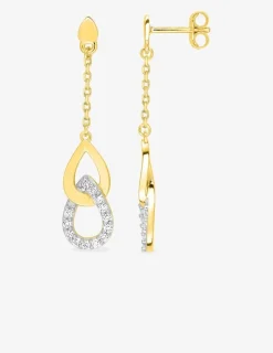 Boucles d'oreilles pendantes gouttes plaqué or, oxydes de zirconium, rhodium SO OR