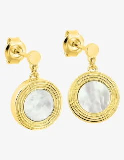Boucles d'oreilles pendantes nacre plaqué or SO OR