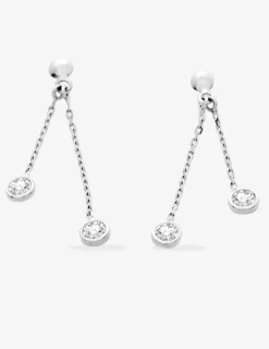 Boucles d'oreilles pendantes oxydes de zirconium argent 925‰ rhodié SO OR