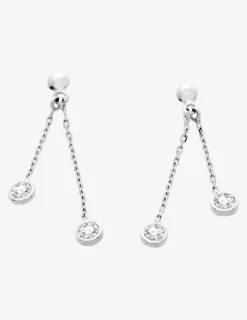 Boucles d'oreilles pendantes oxydes de zirconium argent 925‰ rhodié SO OR