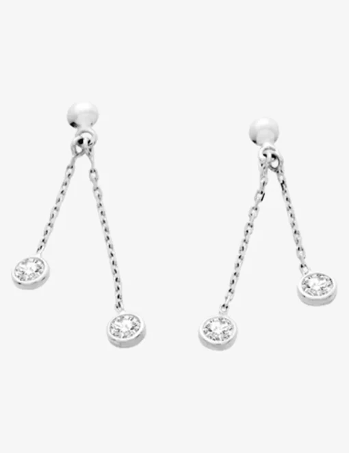 Boucles d'oreilles pendantes oxydes de zirconium argent 925‰ rhodié SO OR