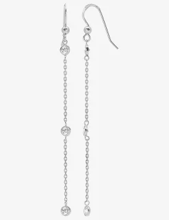Boucles d'oreilles pendantes chaîne argent 925‰ rhodié et oxydes de zirconium sertis clos SO OR