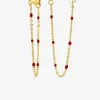 Boucles d'oreilles pendantes en acier doré avec cristaux synthétiques rouges SO OR