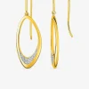 Boucles d'oreilles pendantes ovales plaqué or oxyde blanc fermoir crochet SO OR