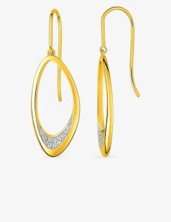 Boucles d'oreilles pendantes ovales plaqué or oxyde blanc fermoir crochet SO OR