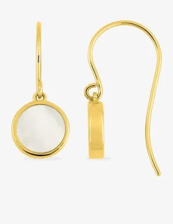 Boucles d'oreilles pendantes or 375‰ pierre nacrée ornementale crochet SO OR