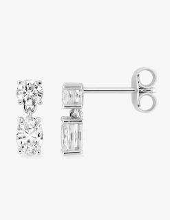 Boucles d'oreilles pendantes argent 925 ‰ rhodié avec oxydes de zirconium SO OR