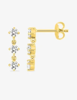 Boucles d'oreilles pendantes en plaqué or avec 3 oxydes de zirconium SO OR