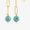 Boucles d'oreilles pendantes en plaqué or avec turquoise SO OR