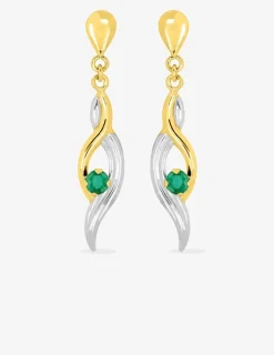 Boucles d'oreilles pendantes or jaune 375‰, émeraude SO OR