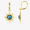 Boucles d'oreilles pendants acier doré, turquoise synthétique SO OR