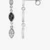 Boucles d'oreilles pendantes en argent 925 ‰ rhodié, oxydes de zirconium noirs et blancs SO OR
