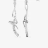 Boucles d'oreilles pendantes croisées courbées et serpentins argent rhodié 925‰ avec oxyde de zirconium  32 mm SO OR