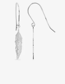 Boucles d'oreilles pendantes argent 925 ‰ motif plume SO OR