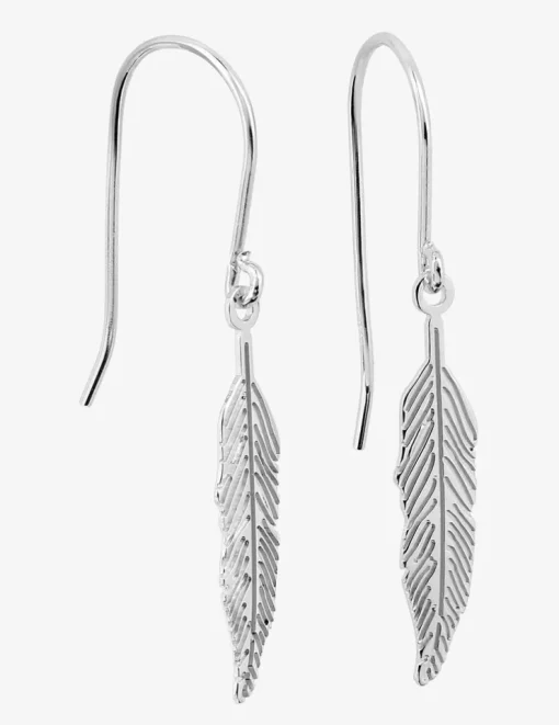 Boucles d'oreilles pendantes argent 925 ‰ motif plume SO OR