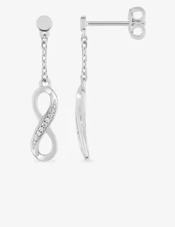 Boucles d'oreilles pendantes motif infini argent rhodié 925‰ avec oxyde de zirconium SO OR