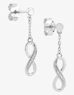 Boucles d'oreilles pendantes motif infini argent rhodié 925‰ avec oxyde de zirconium SO OR