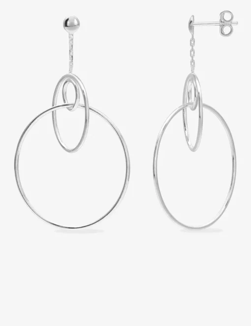 Boucles d'oreilles pendantes trois ronds argent 925‰ SO OR