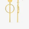 Boucles d'oreilles pendantes cercle 15 mm et bâton 30 mm plaqué or SO OR
