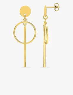 Boucles d'oreilles pendantes cercle 15 mm et bâton 30 mm plaqué or SO OR