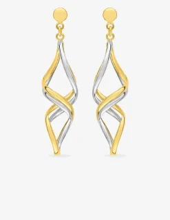 Boucles d'oreilles pendantes bicolores or 375‰ SO OR