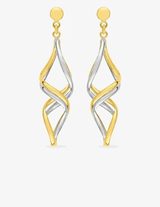 Boucles d'oreilles pendantes bicolores or 375‰ SO OR