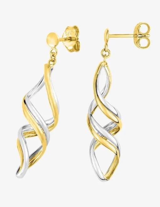 Boucles d'oreilles pendantes bicolores or 375‰ SO OR