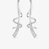 Boucles d'oreilles pendantes croisées courbées et serpentins argent rhodié 925‰ avec oxyde de zirconium SO OR