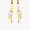 Boucles d'oreilles pendantes lignes courbées bicolores plaqué or et rhodium SO OR