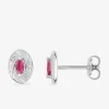 Boucles d'oreilles pierre roses argent rhodié 925‰ avec oxyde de zirconium SO OR