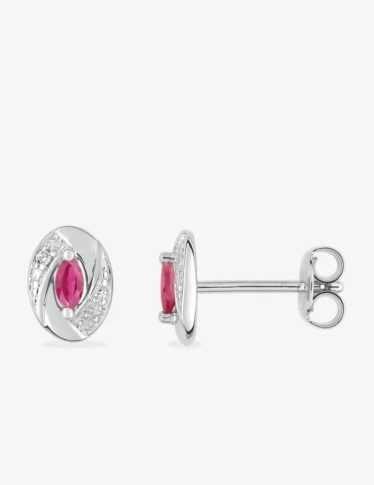 Boucles d'oreilles pierre roses argent rhodié 925‰ avec oxyde de zirconium SO OR