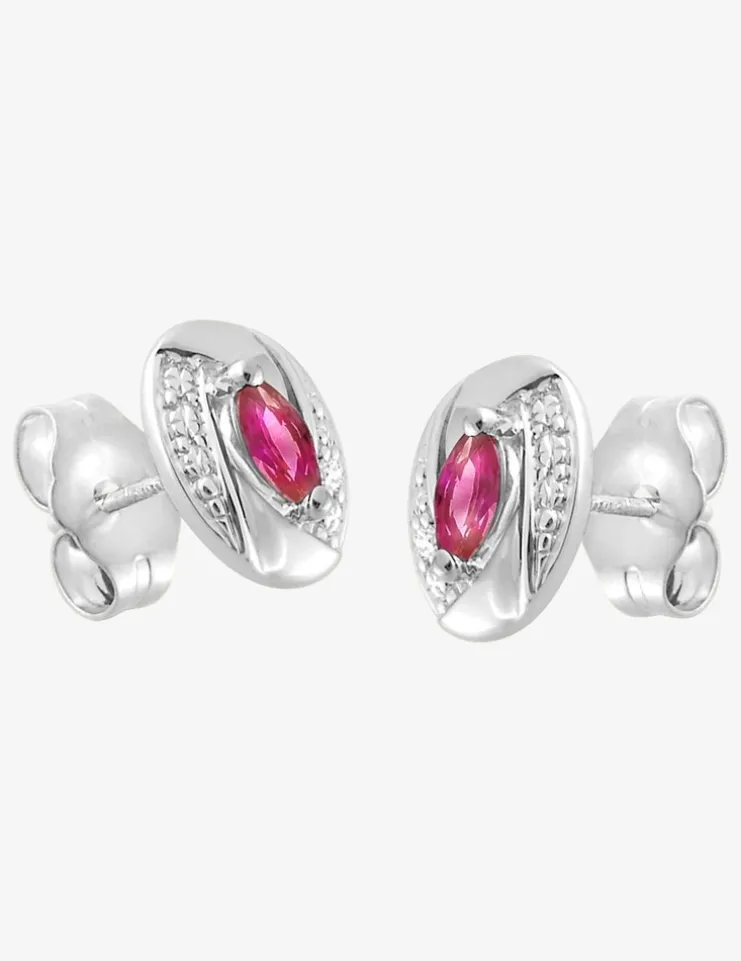 Boucles d'oreilles pierre roses argent rhodié 925‰ avec oxyde de zirconium SO OR