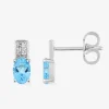 Boucles d'oreilles pierres bleues claires argent rhodié 925‰ avec oxyde de zirconium SO OR
