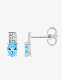 Boucles d'oreilles pierres bleues claires argent rhodié 925‰ avec oxyde de zirconium SO OR