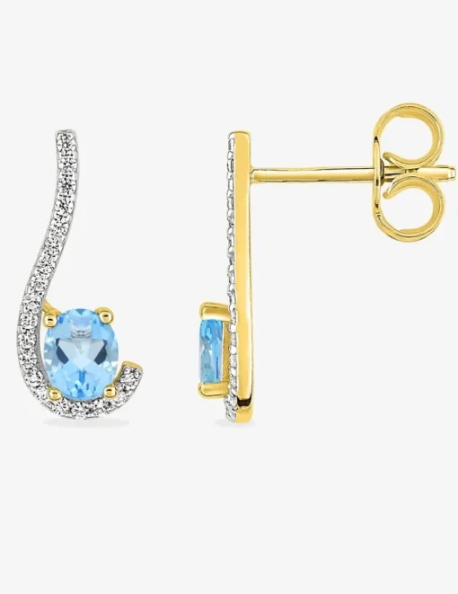 Boucles d'oreilles plaqué or oxydes de zirconium et rhodium SO OR