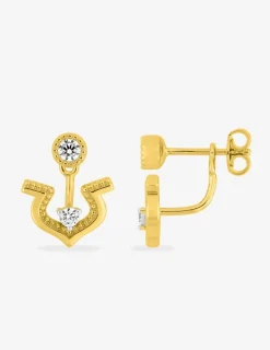 Boucles d'oreilles plaquées or avec oxydes de zirconium et motif crochet SO OR