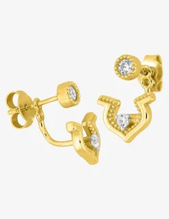 Boucles d'oreilles plaquées or avec oxydes de zirconium et motif crochet SO OR