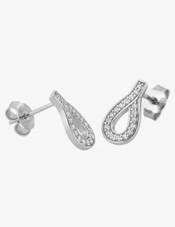 Boucles d'oreilles poire argent 925‰ rhodié et oxydes de zirconium SO OR