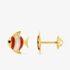 Boucles d'oreilles poisson or jaune 375‰ et laque SO OR
