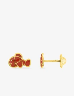 Boucles d'oreilles poisson or jaune 375‰ et laque SO OR