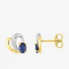 Boucles d'oreilles pétales or jaune 375‰ et saphir SO OR