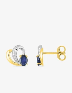 Boucles d'oreilles pétales or jaune 375‰ et saphir SO OR