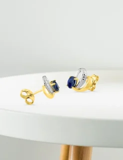 Boucles d'oreilles pétales or jaune 375‰ et saphir SO OR