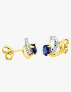 Boucles d'oreilles pétales or jaune 375‰ et saphir SO OR