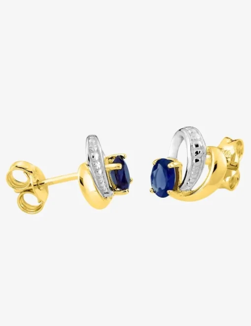 Boucles d'oreilles pétales or jaune 375‰ et saphir SO OR