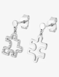 Boucles d'oreilles puzzle en argent 925‰ rhodié SO OR