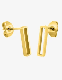 Boucles d'oreilles rectangle acier doré SO OR