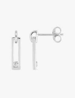 Boucles d'oreilles rectangulaires en or 375‰ et oxyde de zirconium SO OR